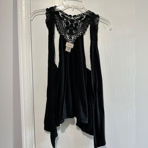 Eyelash couture women’s black open front tunic/cardigan size S - great condition